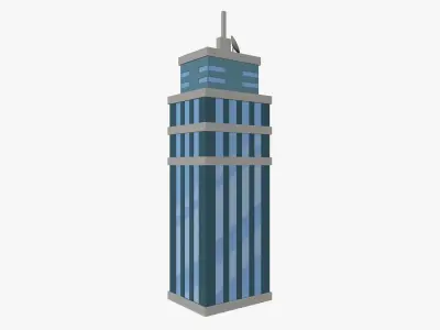 Cartoon skyscraper building 1 low poly Low-poly 3D model