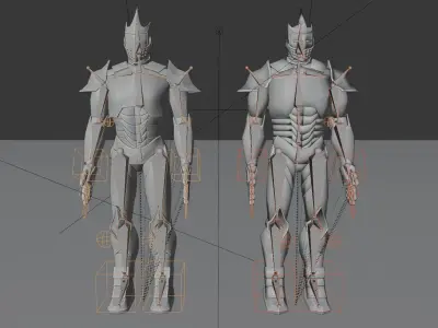 PBR Rigged Sci Fi Fantasy Armor Low and High Poly Low-poly 3D model
