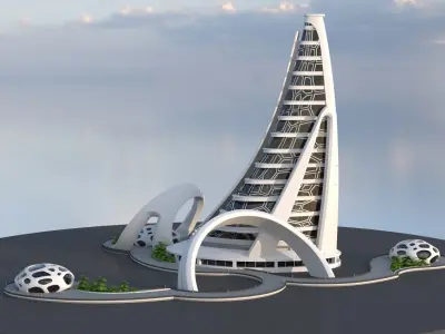 Sci-Fi Futuristic Buildings - High-Quality 3D Model Pack 3D model