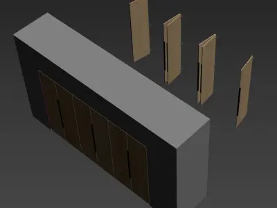 Wardrobe closet with two doors and drawers 3D model