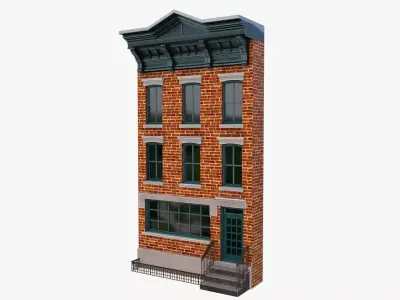 LowPoly FACADE West Village Townhouse 2 Low-poly 3D model