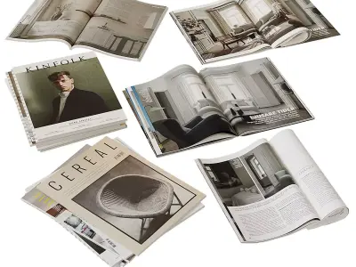 Magazines 2 cereal magazine with chair on top 3D model