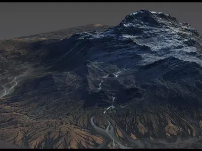 Iceland Black Mountains - World Machine mesh 3D model