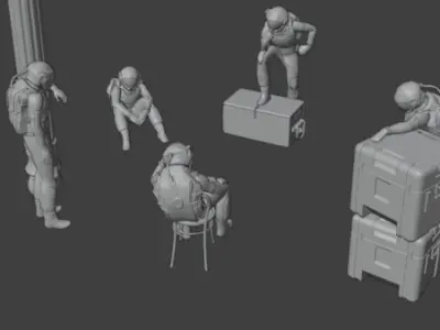 Astronaut sets Low-poly 3D model