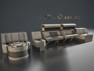 Sc-Fi Computer Console Kit Low-poly 3D model