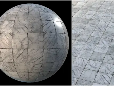 White marble tiles PBR material pack Texture