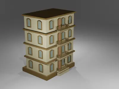 Low Poly Building Low-poly 3D model 3
