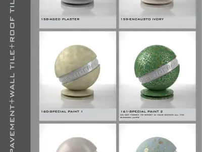 Shaders for VrayforC4D - Bundle 05 Plaster-Pavement-Tile 3D model