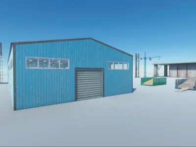 Industrial Props and Warehouse Low-poly 3D model