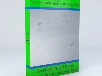 Fiji Road Networks Streets and Buildings 3D model