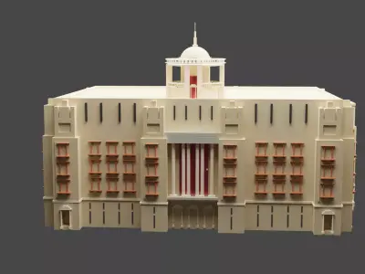 China Bank Architecture Building Construction  Low-poly 3D model