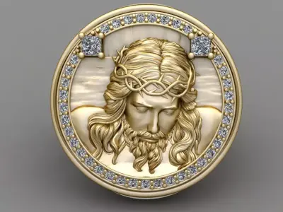 Jesus Diamond Ring 3d Print Model  3D print model