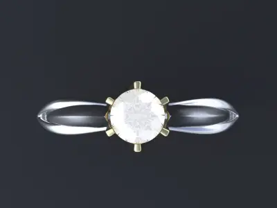 Engagement ring with round gem 4 mm 3D print model