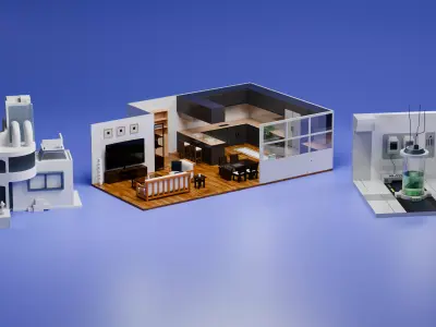 Pack of 3D Scenes Low-poly 3D model