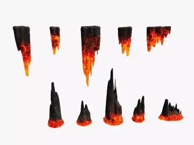 Cave Rock pack 1 - Lava Low-poly 3D model