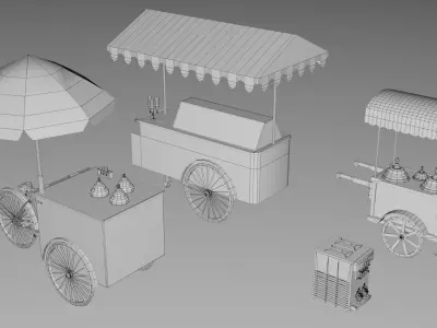 Ice Cream Carts Collection 3D model