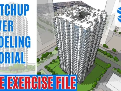 Model an Apartment Building in Sketchup Tutorial Free 3D model