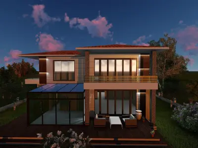 Exterior Facade Render of Summer Villa  3D model