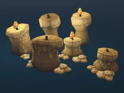 Taj Pack - Candles Low-poly 3D model