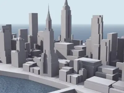 Stylised Manhattan Low-poly 3D model