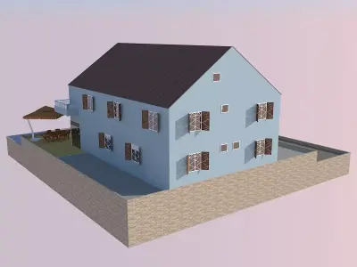 House with windows and shutters Free 3D model