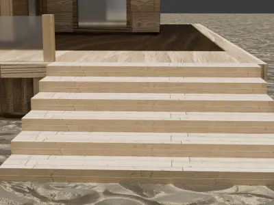 Modern Wooden Beach House - 3D Model Free 3D model