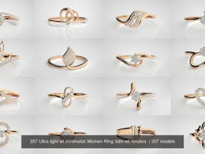357 Ultra light wt minimalist Women Ring 3dm stl renders  3D Model Pack