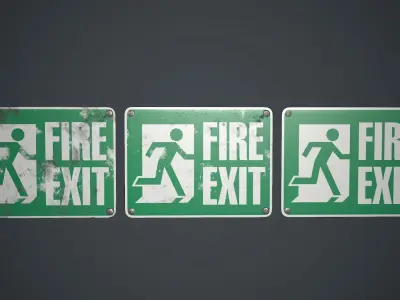 Plastic Exit Sign PBR Game Ready Low-poly 3D model