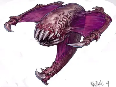 Scourge creature with claws and teeth 3D print model