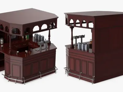  Pub-Style Bar with Tap Dispenser and Arched Rack Red-Brown 