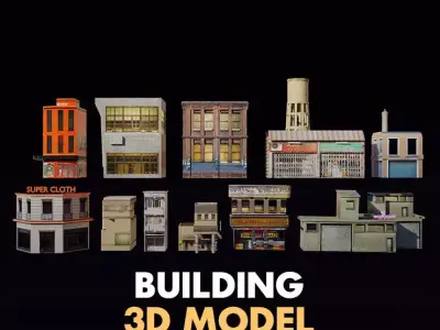 lowpoly building pack Low-poly 3D model