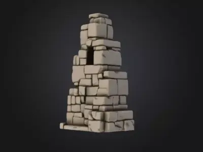 Ancient Stone Ruin Tower Low-poly 3D model