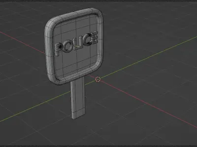 3D Police road sign icon 3D model
