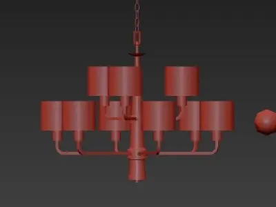 Palacio Collection 9 Light Vintage Gold Chandelier with Shade 3D model
