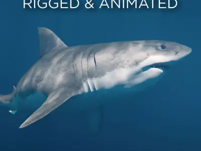 White Shark rigged and animated Blender3D Low-poly 3D model
