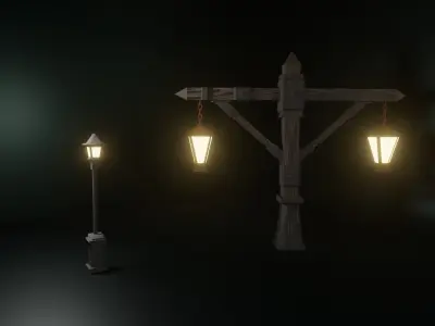 A Street Lamp medieval and modern 3D model