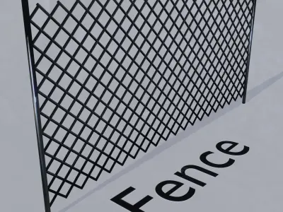Metallic Fence Low-poly 3D model