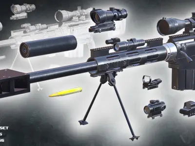 3DRT - Bushmaster BA-50 rifle Low-poly 3D model