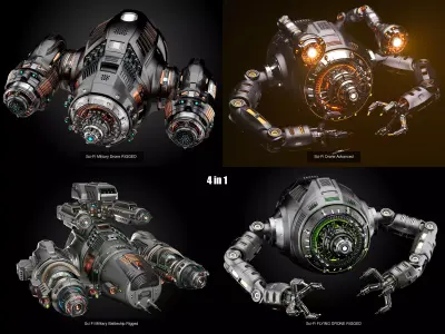 4 sci-fi drones pack