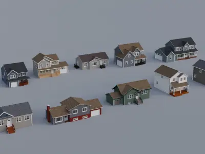 Low Poly House Collection 2 3D Model Pack