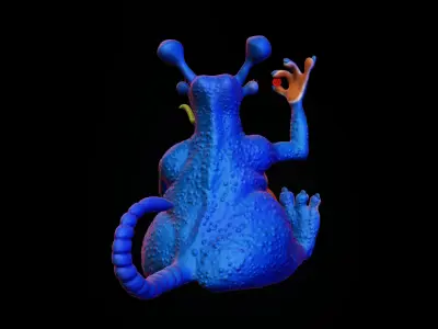 Alien  with glass of cocktail Hi poly 3D model