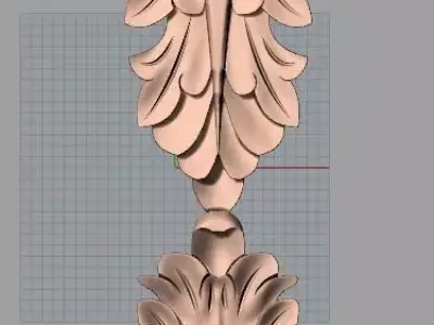 Door Post flower 3D STL Model for CNC Router Carving E964 3D model