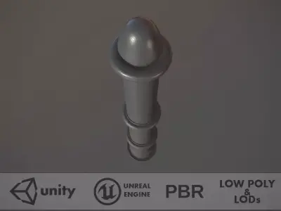 Barrier Bollard pack 5 Gray v1 Low-poly 3D model