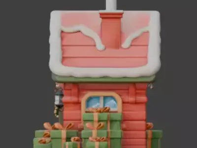 Cartoon Christmas Gingerbread House 3D Model Low-poly 3D model