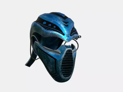 SciFi Ninja Mask A07 Blue Metal - Character Design Fashion Low-poly 3D model
