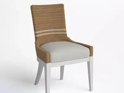 Dining Chair with Woven Abaca Back  3D model