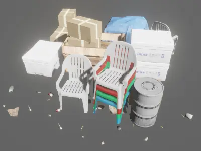 urban street props trash pack Vol1 Low-poly 3D model