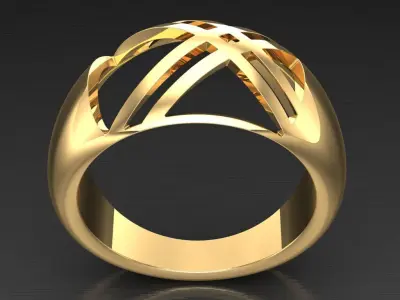 Light Gold Diamond Men Ring 2MR091 3D model