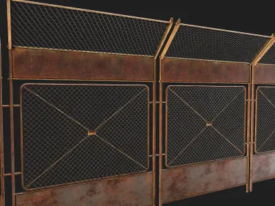 Wire Chain Link Fence Low-poly 3D model