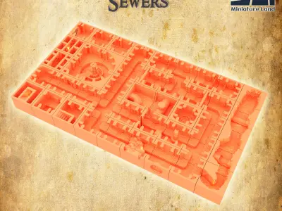 Modular Sewers  45 file Tabletop Terrain 28 MM 3D print model